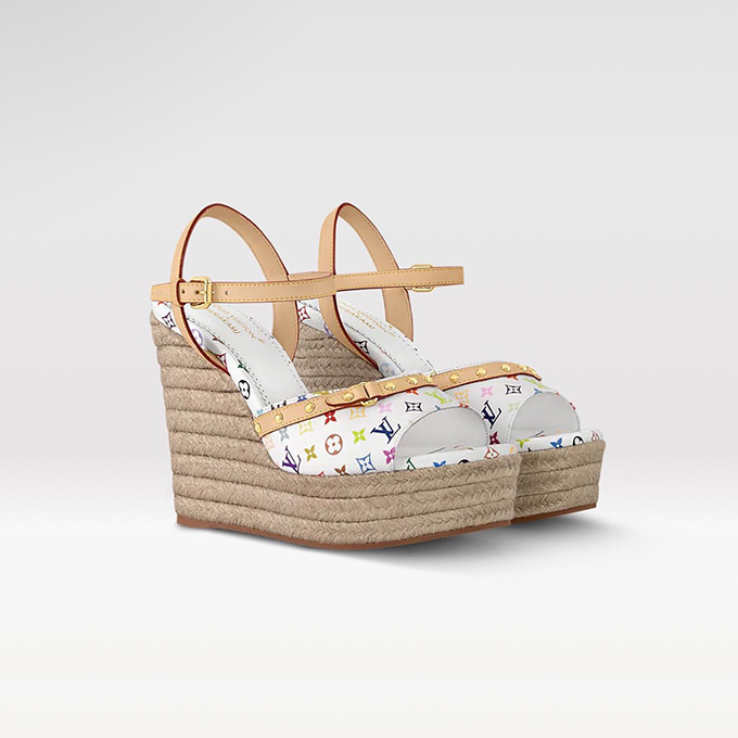 lv louis vuitton x takashi murakami helios wedge sandal